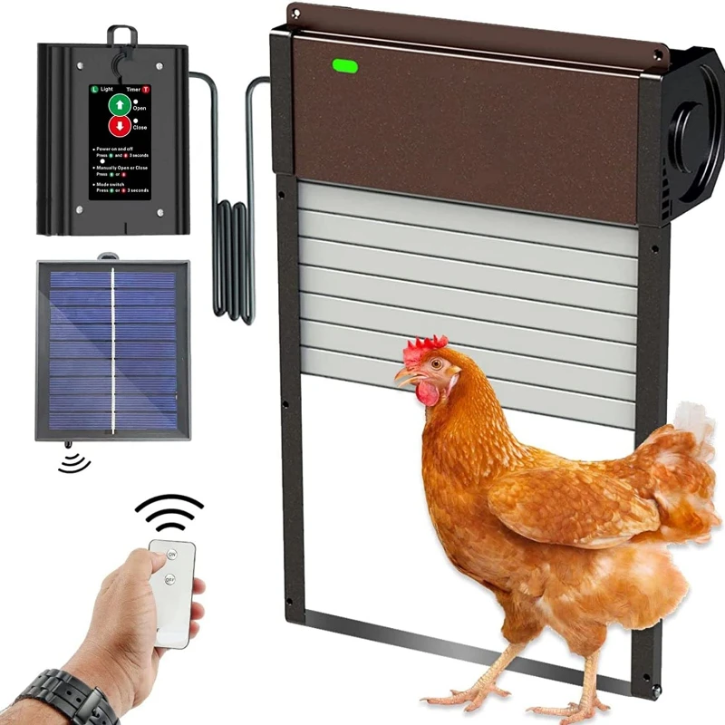 Opener Remote Electric Auto Roller Shutter Type Run Out Metal Aluminum Automatic Chicken Coop Door