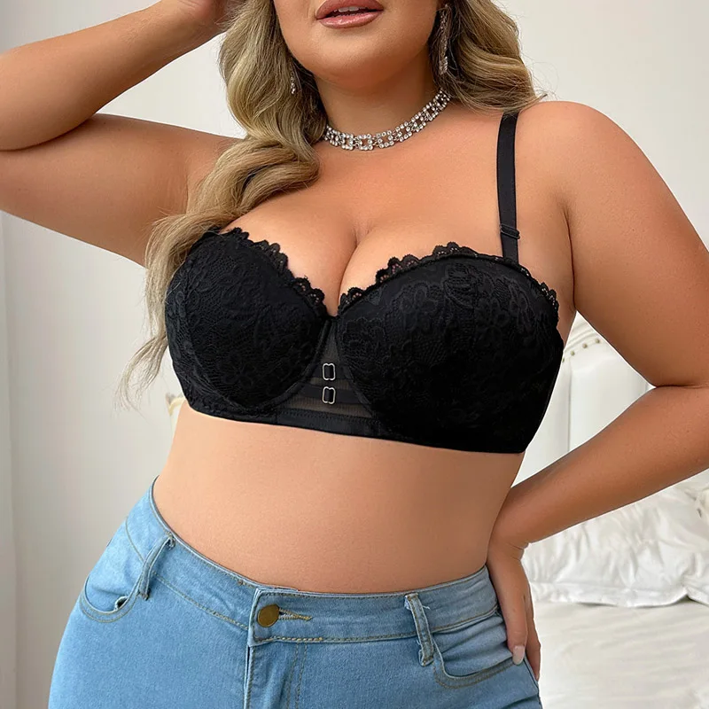 Viomisha Lady Deep Cup Lace Bra Push Up Bras for Women Plus Size Full Back Coverage Lingerie Comfortable Underwear 90D-105D