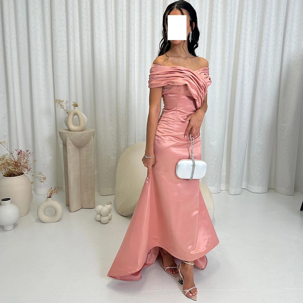 فستان سهرة نسائي ساحر من الساتان والزهور للمناسبات الخاصة مخصص قبالة الكتف سويب تراين فساتين العودة للوطن