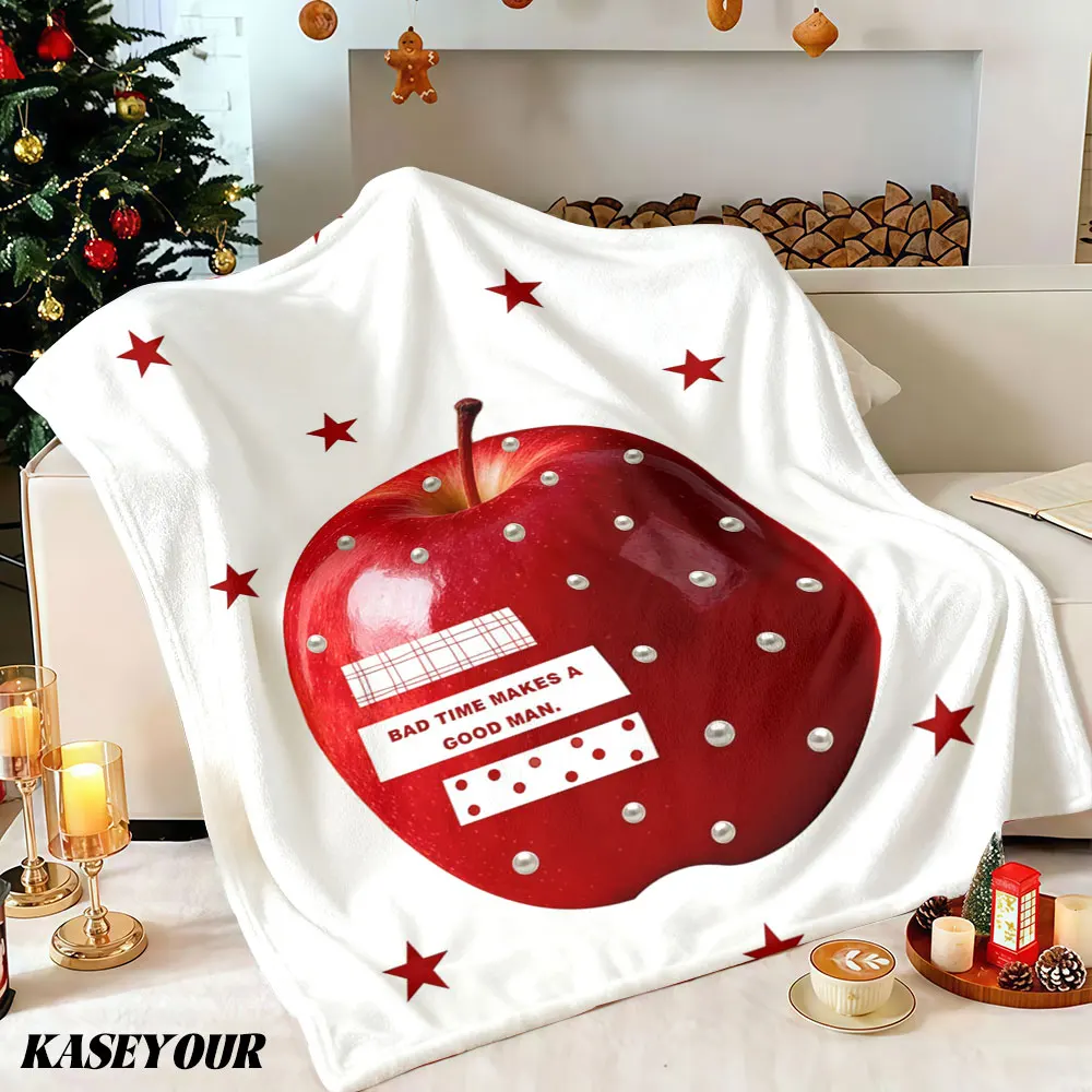 Pearl Apple Statement Art Winter Summer Flannel Blanket Throw Fleece Soft Fuzzy Plush Cozy Fleece Blankets for Sofa Ideal Gifts