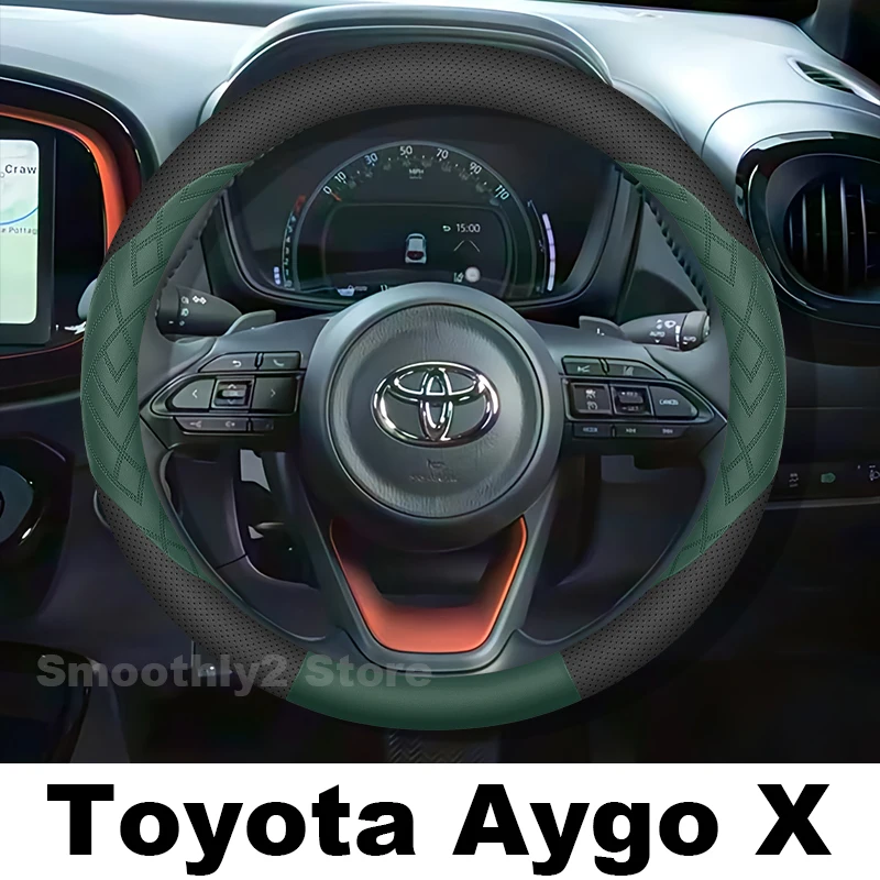 

Leather Car Steering Wheel Cover For Toyota Aygo X 2025 2022-2024 wear-resistant Auto Steering Wheel Toyota Aygo X Accessories