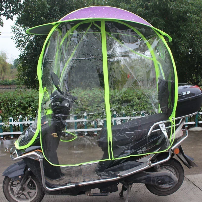 NIEUW Volledig gesloten luifel Verwijderbare parasol voor elektrische voertuigen Motorregendichte hoes Verdikte luifel met metalen beugel