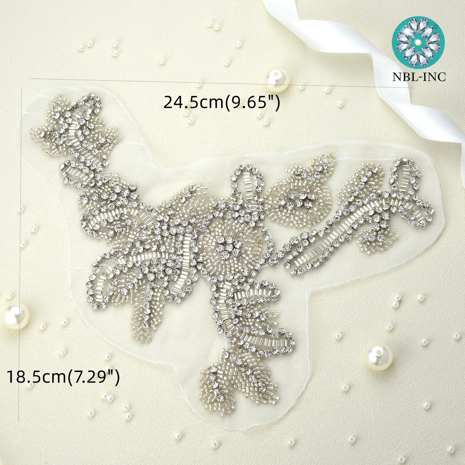 (100pcs) Wholesale sew on rhinestone Neckline applique hand beaded for dress WDD1203