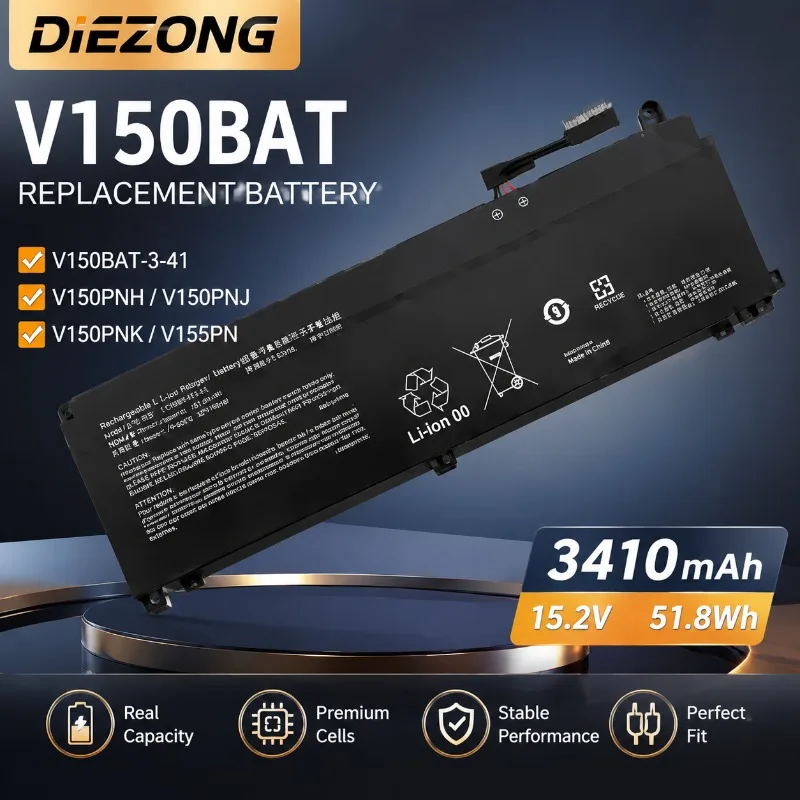 

V150BAT-3-41 11.55V 3549mAh 41Wh V150BAT-4-53 15.4V 3510mAh 53.35Wh Laptop Battery For CLEVO V150PNH V150PNJ V150PNK V155PN