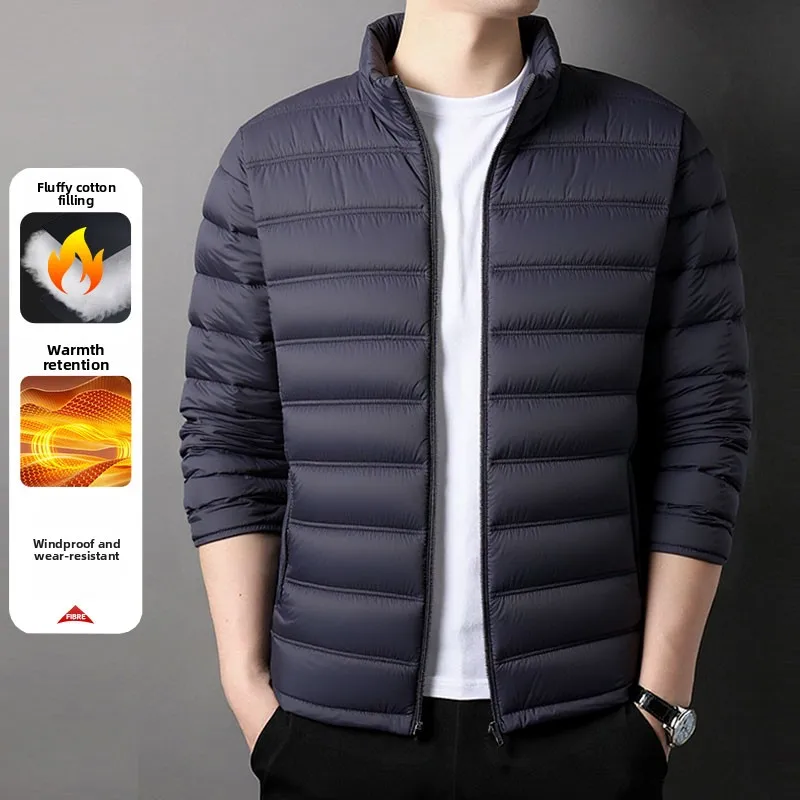 

Осенне-зимняя легкая мужская куртка из хлопка с капюшоном, теплая, больших размеров, повседневная, из хлопка