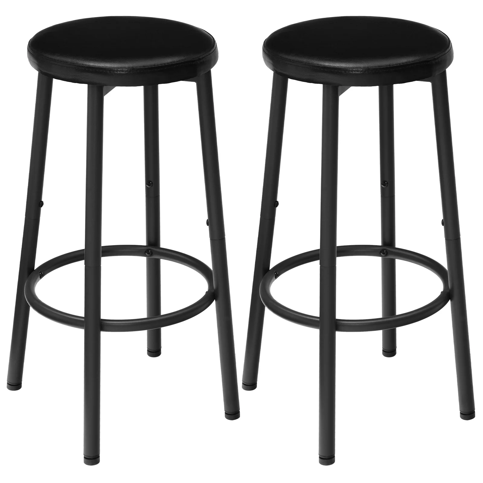 Round Bar Stools Set of 2, PU Upholstered Bar Stools, Bar Chairs with Footrest, Easy Assembly and Cleaning, for Kitchen