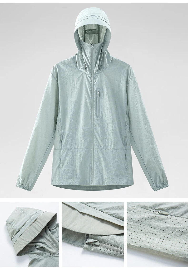 LNGXO Damen- und Herrenjacke, wasserdicht, UV-Schutz, Windjacke, Camping, Klettern, Trekking, Wanderjacke, Unisex, schnell trocknend, Sonnenschutzmantel – Detail 17