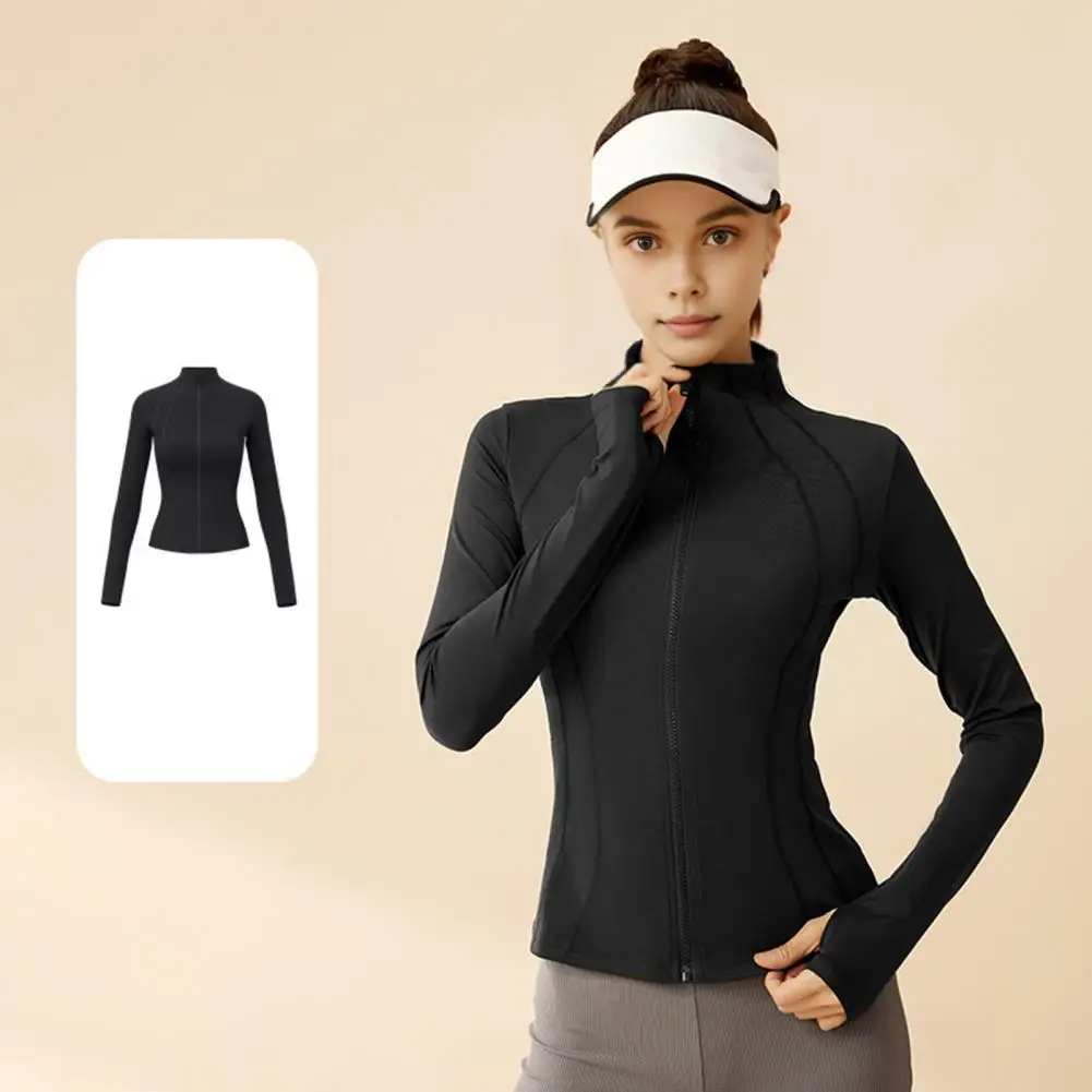 

Stand Collar Sun Jacket Sun Protection Athletic Jacket for Women Full Zip Long Sleeve Sun Shirt for Running Yoga for Women