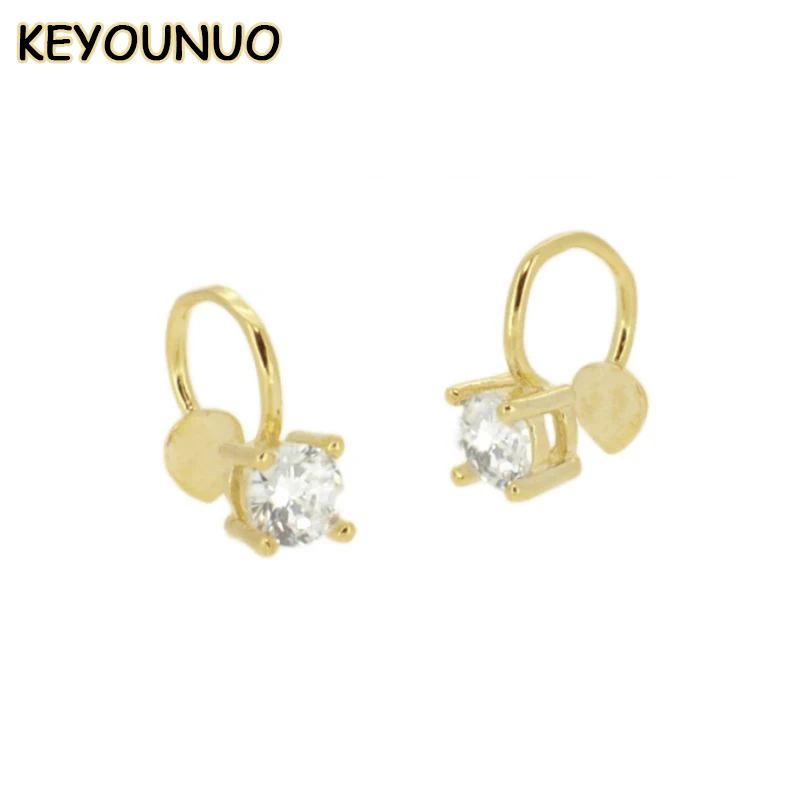 

KEYOUNUO Gold Filled CZ Cilp Earrings For Women White Zircon EarCuffs Women's Earrings Fashion Party Wedding Jewelry Wholesale