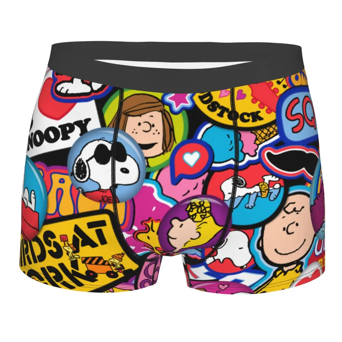 Humor-bóxer Snoopy para hombre, ropa interior, calzoncillos de cintura media