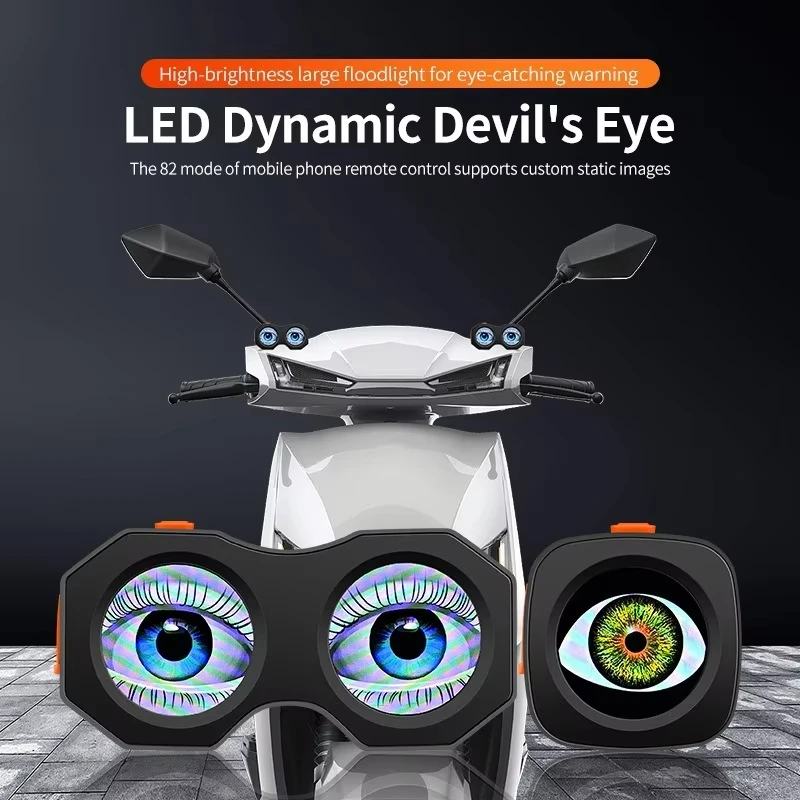 

Motorcycle Bicycle Rearview Mirror Decorative Light 3d Dynamic Devil's Eye Led Light Modification Kit Usb Adjustable Multi-mode