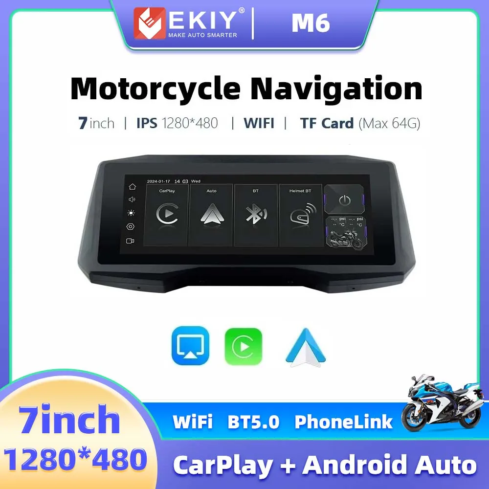 EKIY 7inch Motor Car Accessories Wireless Carplay Navigation Wireless Android Auto Front and Rear DVR Dual Recorders