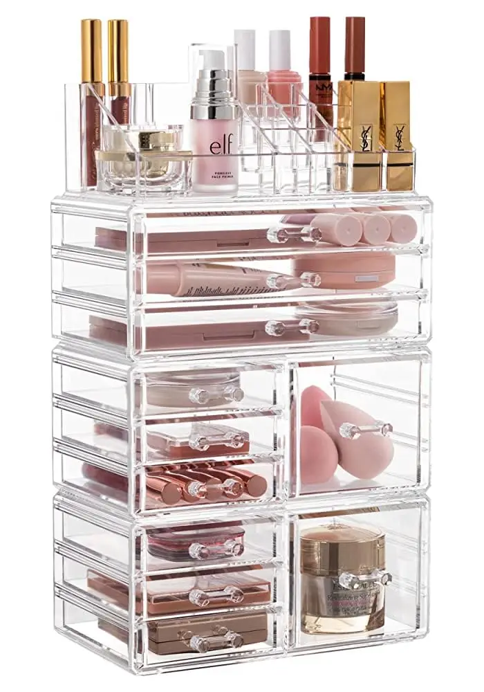 Acrylic Clear Dustproof Makeup Storage Organizer Drawers Large Skin Care Cosmetic Display Cases