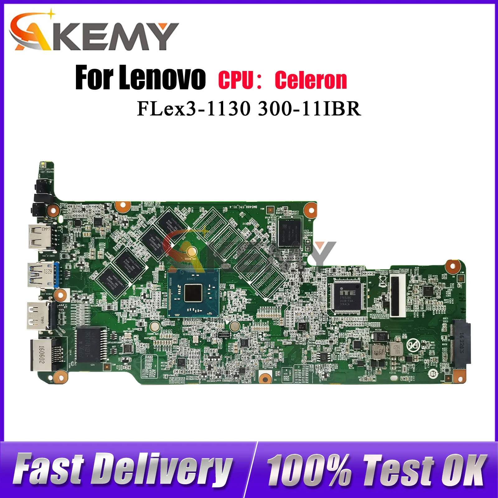 

Материнская плата для ноутбука Lenovo Yoga 300-11IBR 300S-11IBR FLex3-1130 с 2 ГБ ОЗУ 64 ГБ SSD N3050 N3060, процессор, 100% полностью протестировано