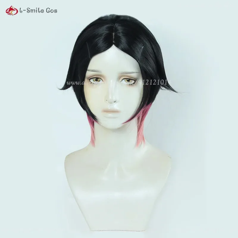 2025年イイゲームクローブコスプレウィッグブラックハイライトピンク模擬頭皮ショート耐熱合成毛パーティーアニメウィッグ