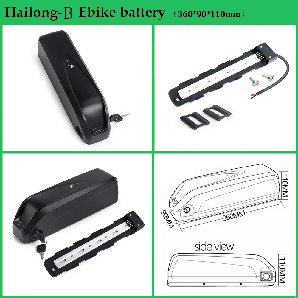 Hailong 21700 Ebike Battery 36V 48V 52V 14.4Ah DownTube Electric Bicycle Lithium Pack for 1500W 1000W 750W 500W  350W 250W Motor