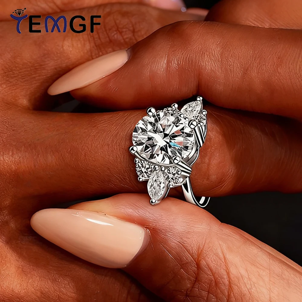 

TEMGF Luxury 2CT Zircon/Moissanite Ring for Women 925 Sterling Silver Sparkling Eternal Band Engagement Wedding Fine Jewelry