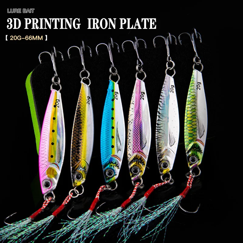 Metal Jig 7g-80g 3D Printing Cast Jig Shore Casting Jigging Spoon Sea Fishing Jigging Lure Trout Tuna Bass Fishing Tackle