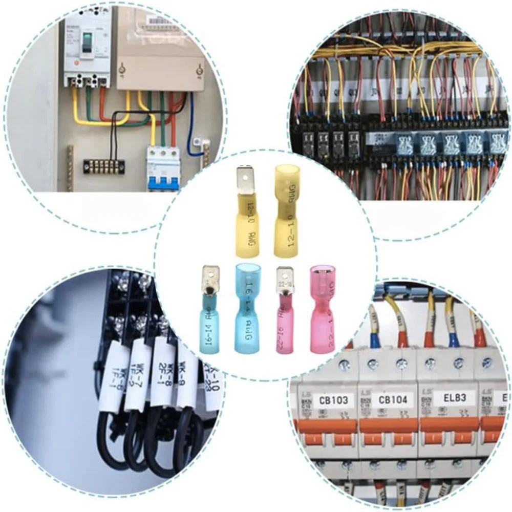 120 Stück Spatenverbinder 22-16/16-14/12-10 AWG, männliche und weibliche isolierte Crimpklemmen, elektrische Kabelverbinder – Detail 5