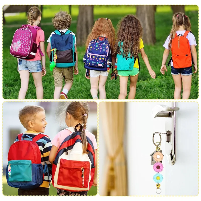 ABEZ 50Pcs Beadable 키 체인 바, 구슬 열쇠 고리 만들기 키트 키 체인 액세서리 참 구슬 DIY 빈 금속 키 체인