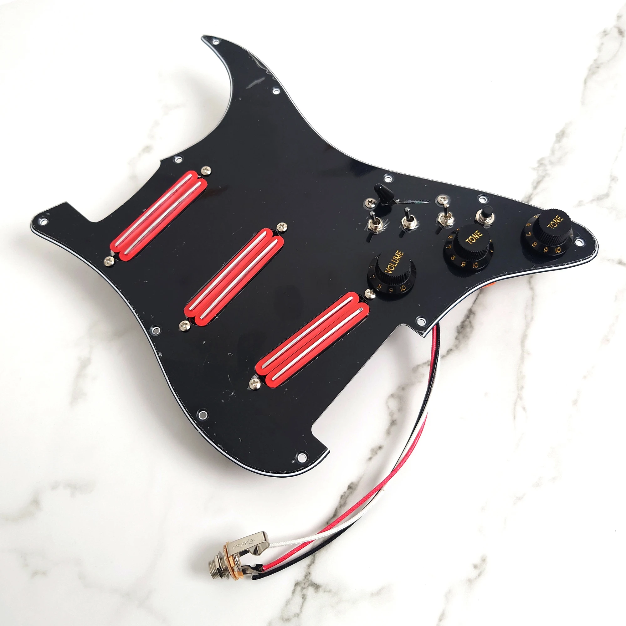 SSS Guitar Prewired Loaded Pickguard with Coil Splitting Single Coil Pickups Set for ST Electric Guitars Replacement Parts