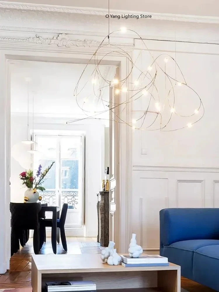 Chromium   Chandelier LED Firefly Pendant Light for Hotels Villas Restaurants Living Room Designer Lamp view 4