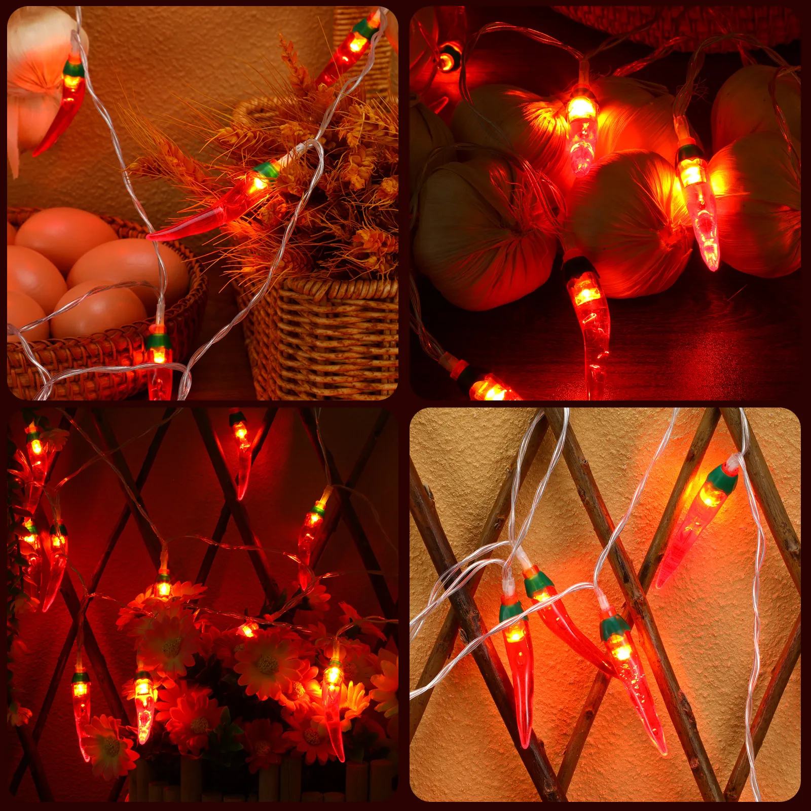 

20PCS Red 3M LED String Lights Waterproof Balcony Camping Decor Party Wedding Fairy Light Low Pepper Lights Voltage