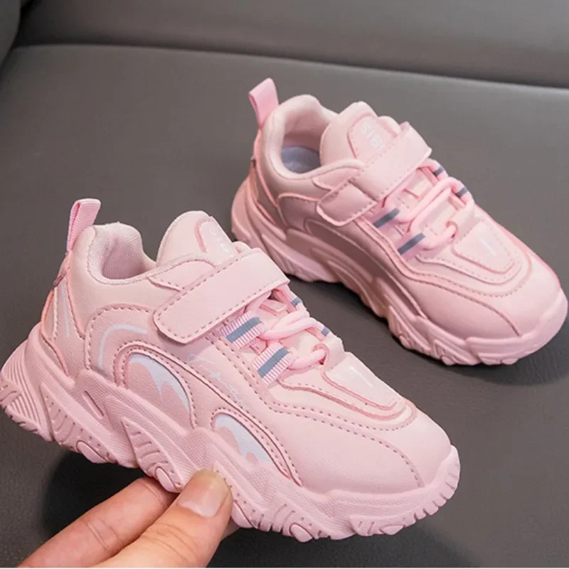 

Children Shoes Sneakers PU Leather 2024 Winter New Children Comfort Anti Slip Wear-resistant White Shoes Soft Sole Casual Shoes