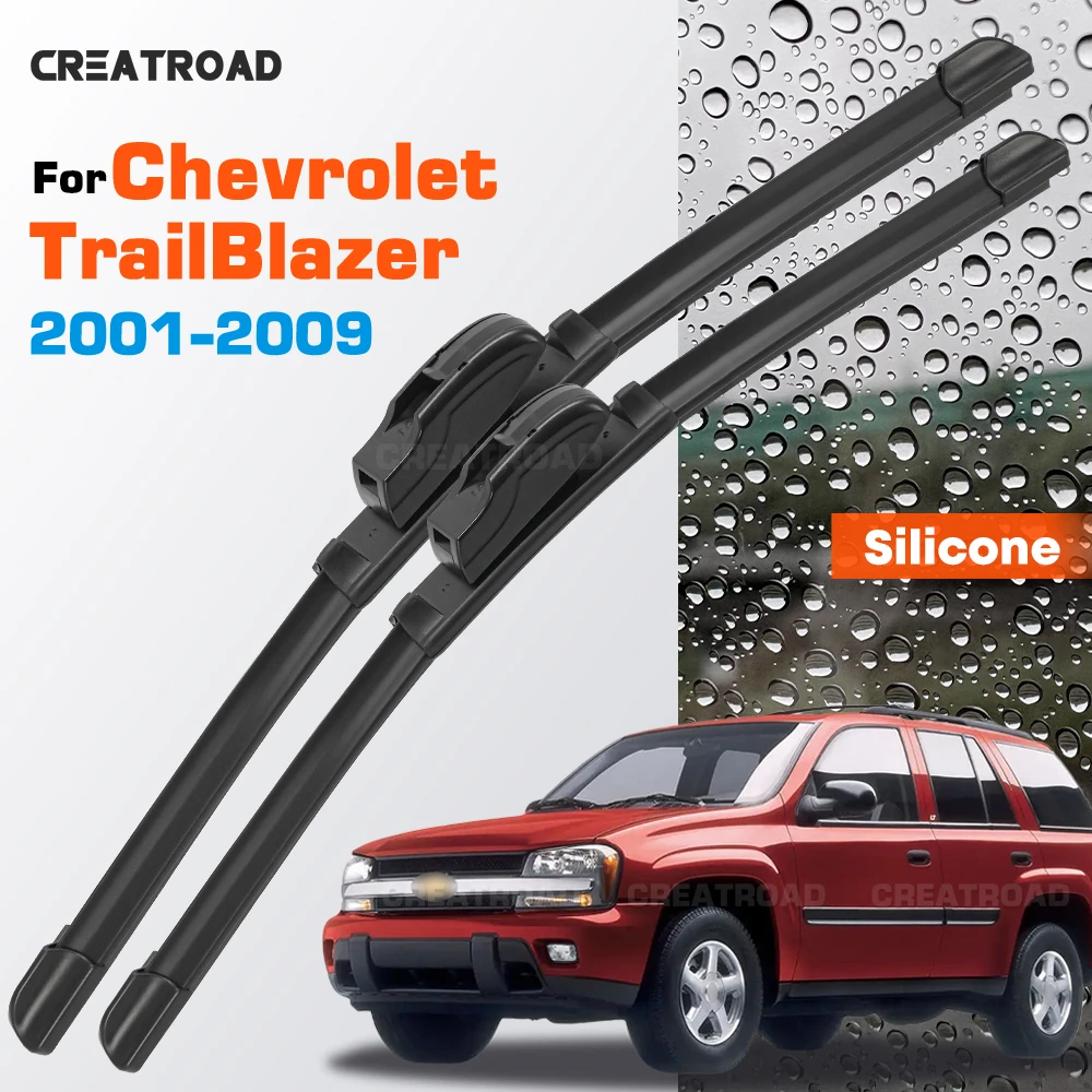 

Silicone Wiper Blades Fit For Chevrolet TrailBlazer 2001-2009 Coated Silent HD Wear-Resistant Car Windshield Wipers 22"+22"