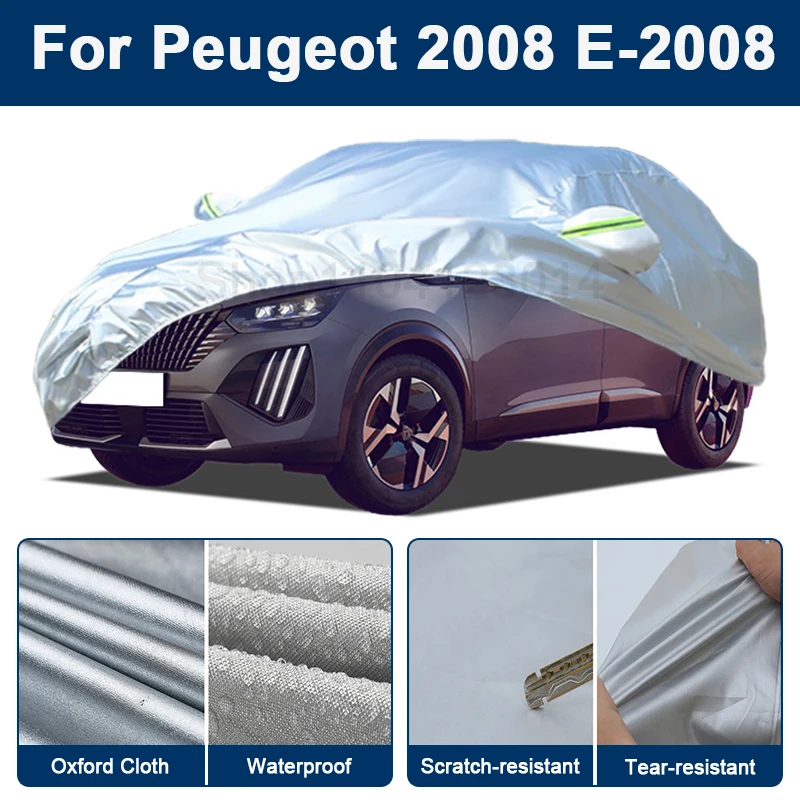 

Всепогодный чехол для автомобиля Peugeot 2008 E-2008 с отражающими полосами, водонепроницаемый, снегозащитный, пылезащитный, с защитой от УФ-излучения