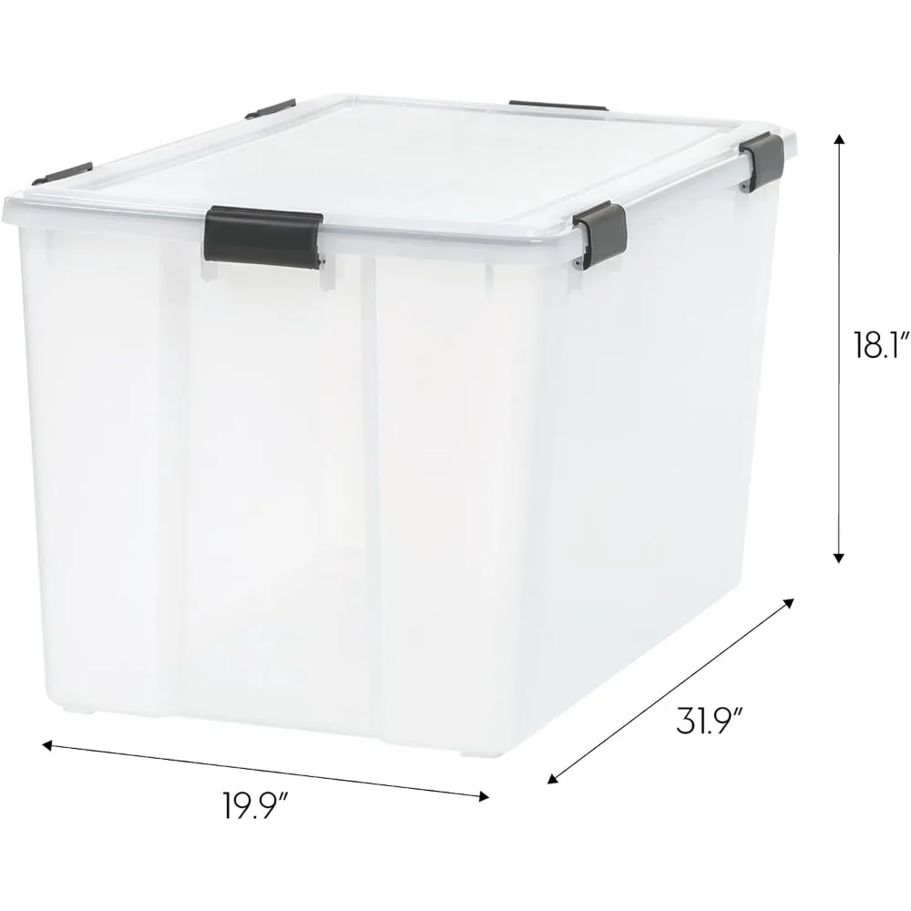 IRIS USA WEATHERPRO 156 Quart Stackable Storage Box with Airtight Gasket Seal Lid, Heavy Duty Containers with Tight