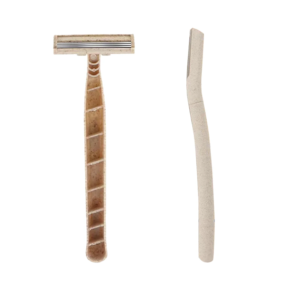 Free Shipping 8/12pcs Degradable Eco-Friendly Wheat Straw Eyebrow Skin Hair Razor Trimmer Used Before Tattoo/PMU/SMP