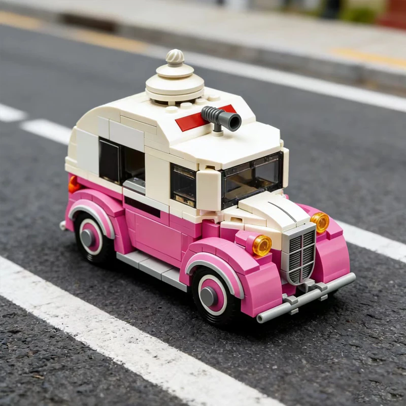 407 PCS Speed Hypercar Skids & Mudflap (Ice Cream truck mode) MOC Customize Modular Building Block Design DIY Assembly Toy Gift