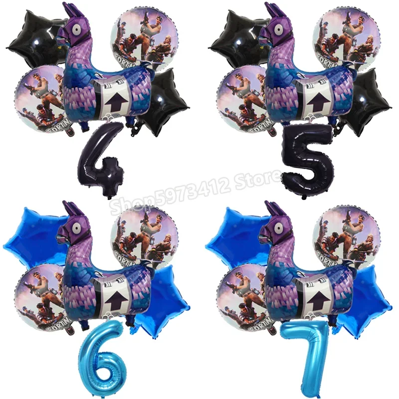 Globos nocturnos de fortaleza, globos con números, Fortnites, globos decorativos de cumpleaños, decoración para fiesta de Baby Shower, accesorios fotográficos