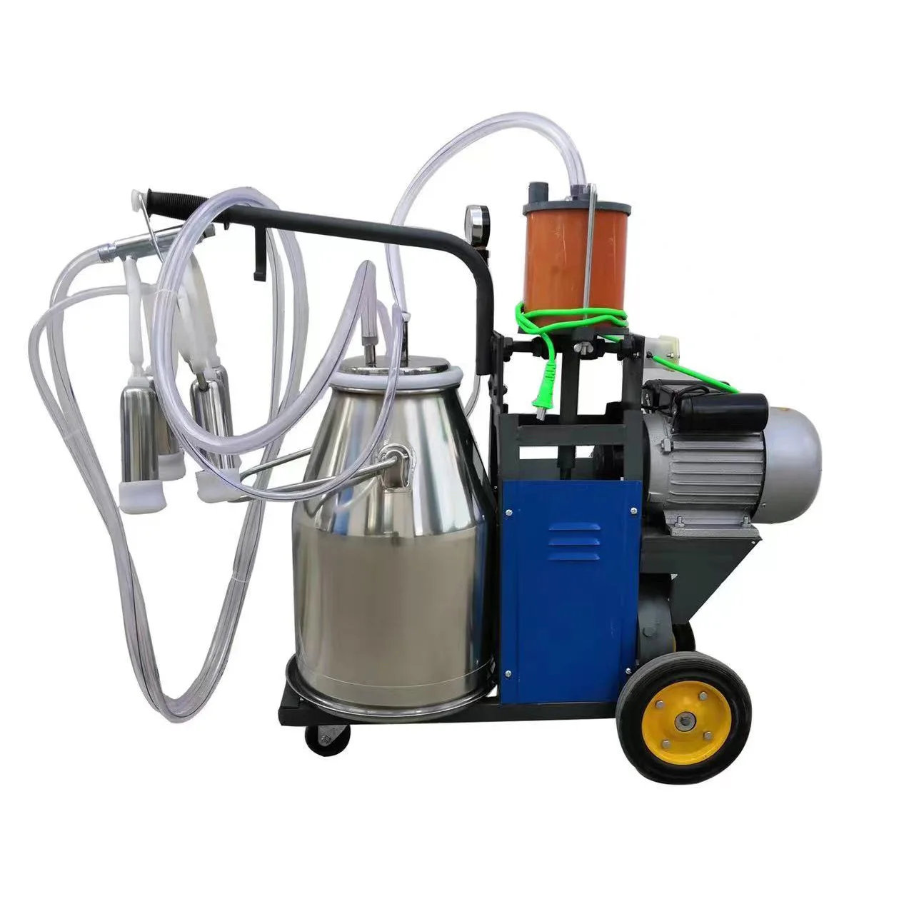 Portable Electric Milking Machine For Both Cows And Goats, 25L Stainless Steel Bucket With Adjustable Vacuum