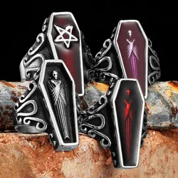 Gothic Mummy Vampire Coffin Men Rings Stainless Steel Retro Punk Rock New In Women Jewelry Fashion Accessories Gift Wholesale