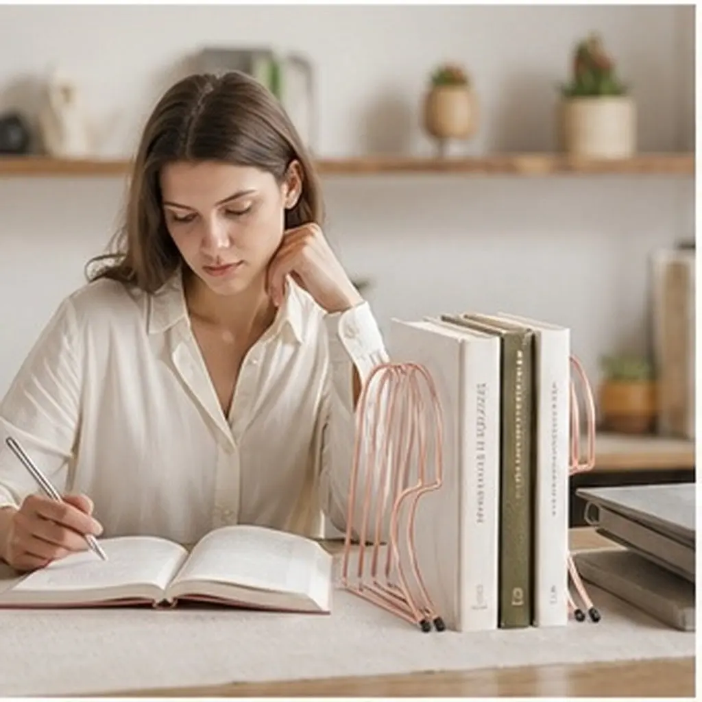 Heart-Shaped Bookend Decorative Iron Book Holder Desktop Organizer for Office Home Study Room Book Support Rack