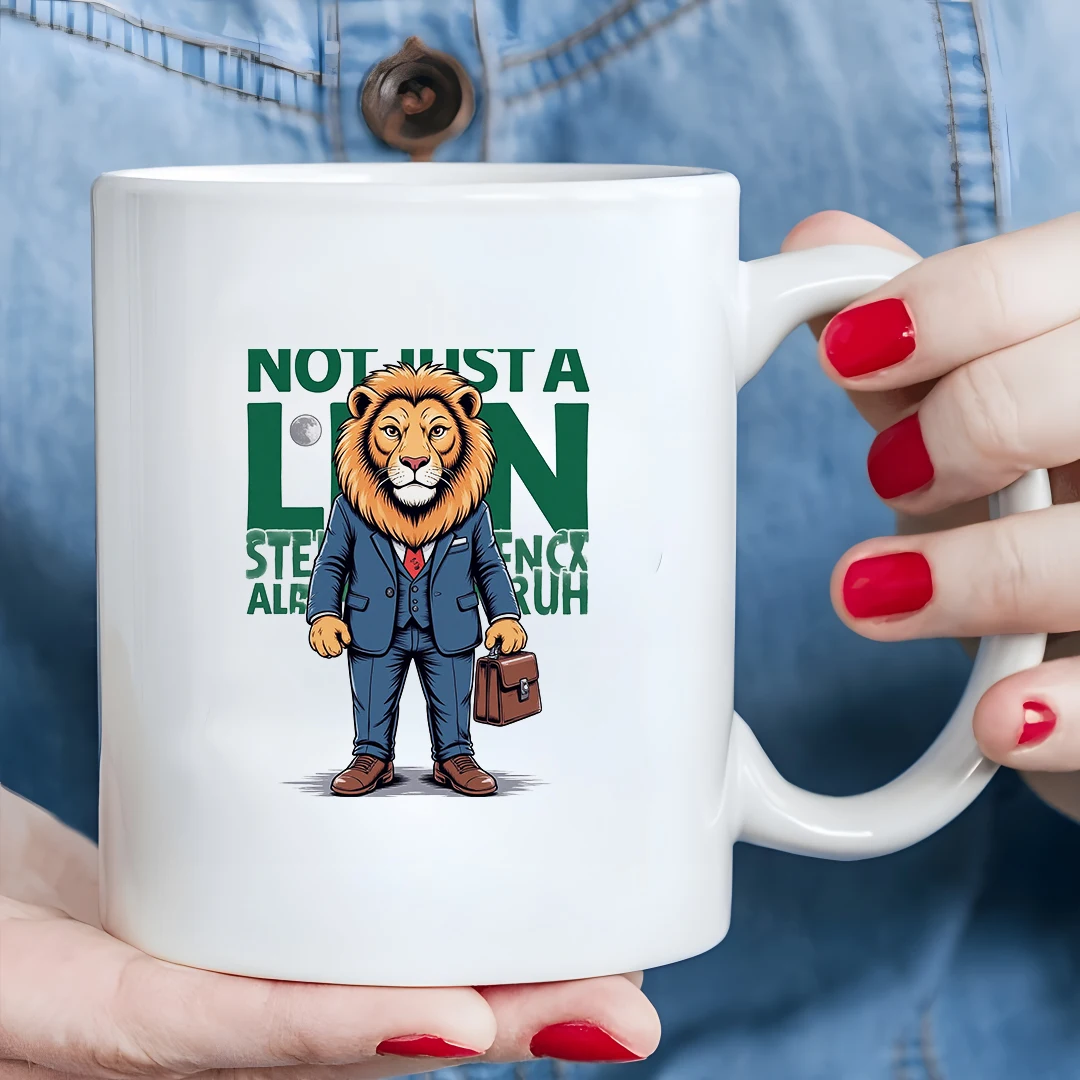

11oz Lion Suit Coffee Mug + Creative Cartoon Cup + Business Office Cup + Kids Drink Cup + Office Christmas Gift