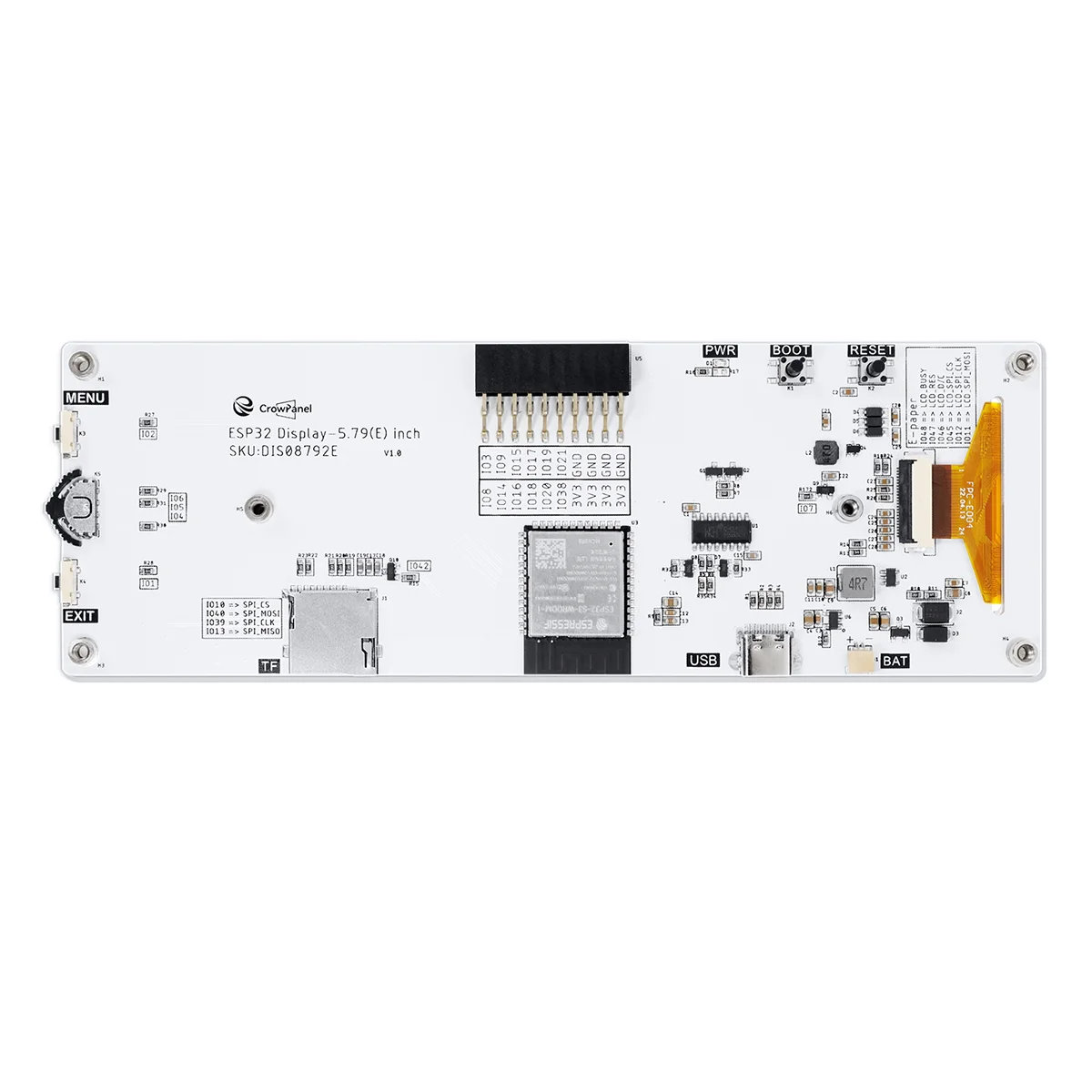 CrowPanel 5.79Inch E-paper E-ink 272*792 ESP32-S3 HMI Display Black/White Driven By SPI Interface for Arduino /ESP/MicroPython