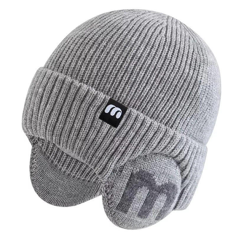 Hot Sale Unisex Winter Hat Fashion M Letter Beanie Hats For Men And Women Warm Ski Knitted Hat Sports Earflap Cap