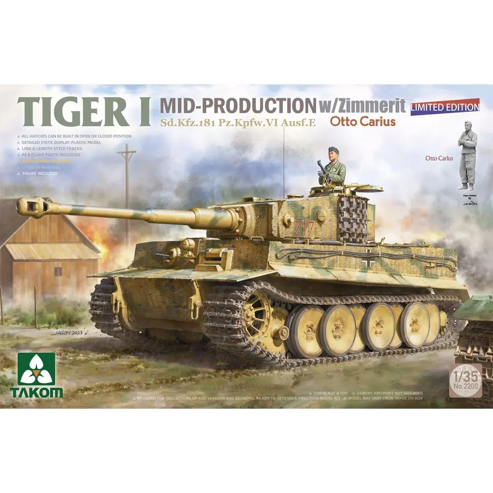 

TAKOM 2200 1/35 Sd.Kfz.181 Tiger I Mid-Production с Zimmerit (Otto Carius) — комплект масштабной модели