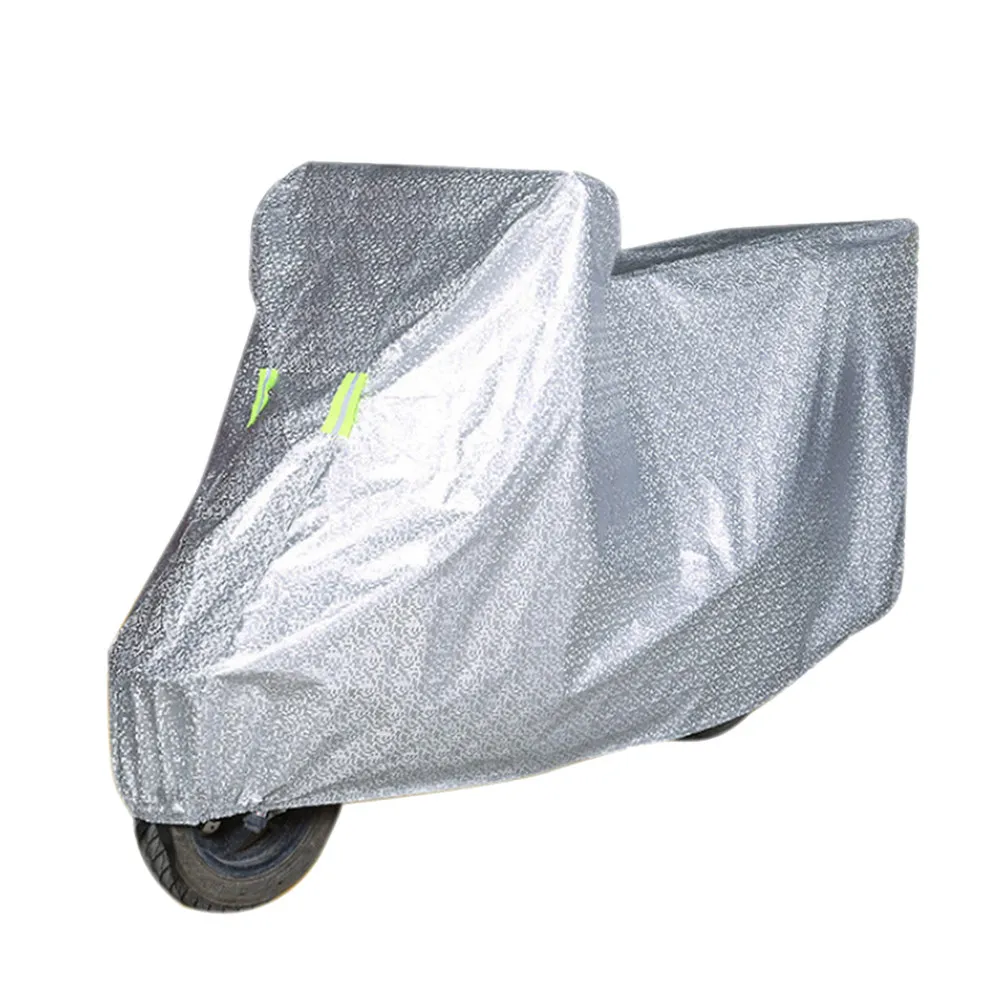 

Electric Motorcycle Cover Outdoor Universal Dustproof Sunscreen Snowproof Silver Size L Reflective Stripes Lock Hole Protector