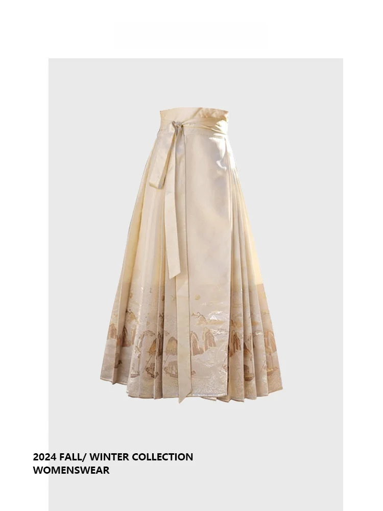 

New Chinese Sle Snowflake National Trend f Skirt Forever 2 Embroidered Silk Satin Face Skirt Commute Autumn Winter
