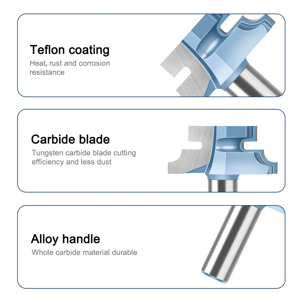12mm 1/2 Inch Shank Router Bit Set Woodworking Groove Cutters Tungsten Alloy Wood Tenon Milling Cutter Bits Tools