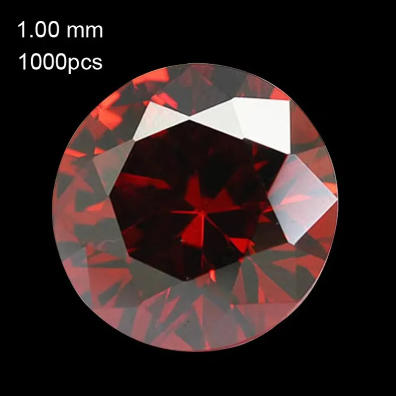 Wholesale 1000 pcs/lot 1 mm Pomergranate Red Cubic Zirconia dark red round CZ stone high temperature resistance Can wax setting