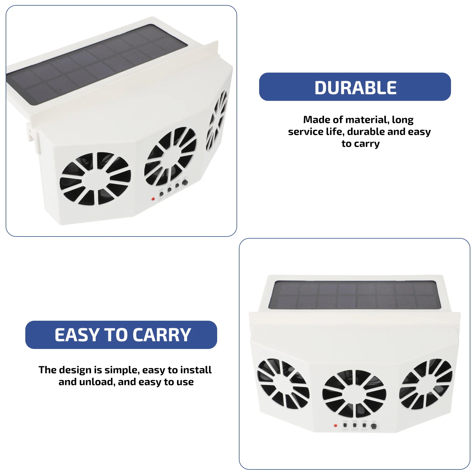 

1PC Car Exhaust ABS Solar Powered Window Fan Cooler Ventilation Smoke Odor Removal Interior Cooling Car for Backseat