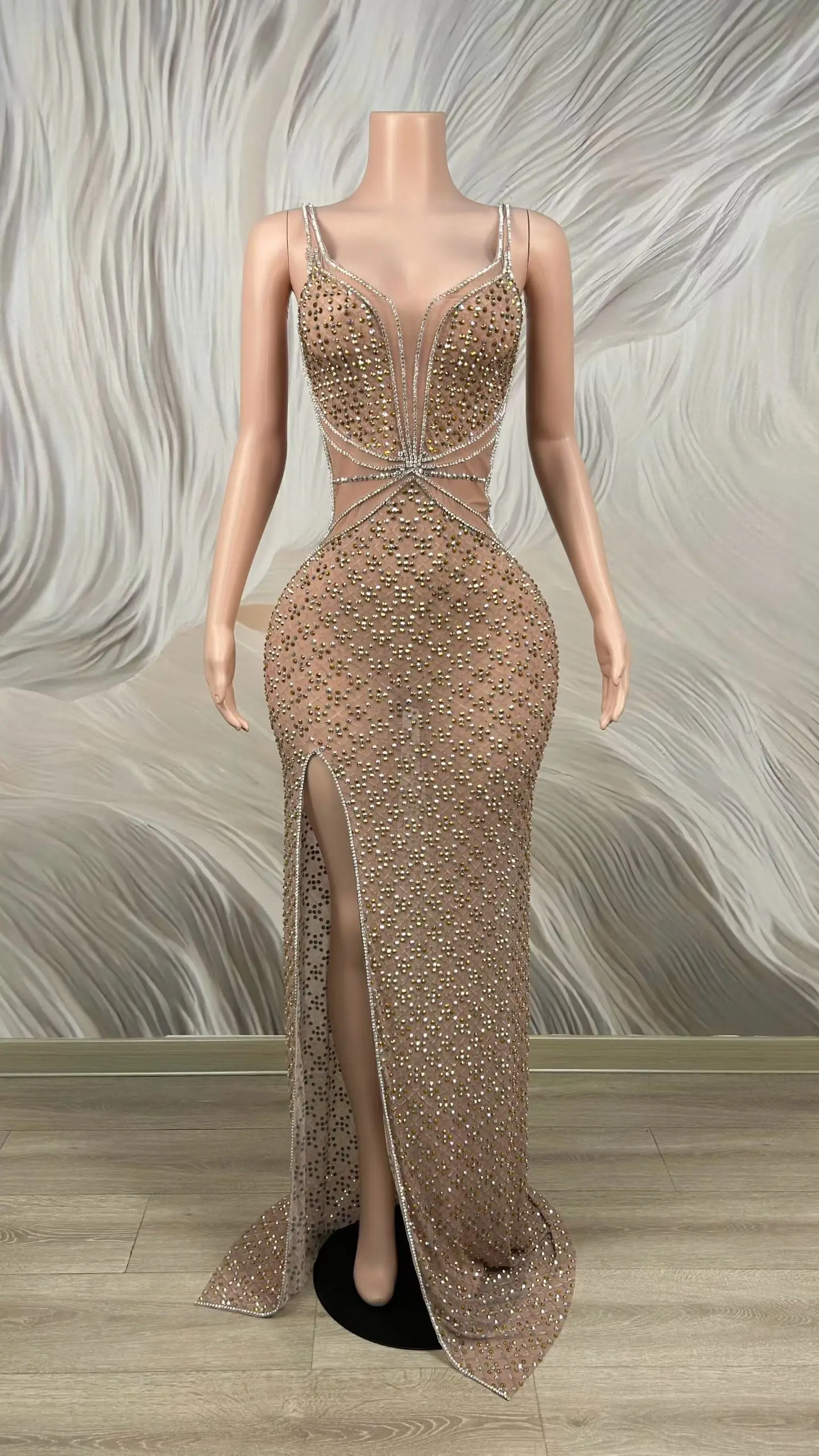 

Элегантное вечернее платье Niudai для женщин: сексуальное, прозрачное, с сетчатыми вставками, на бретельках, с разрезом, длинное, для свадьбы, вечеринки, дня рождения, выпускного бала