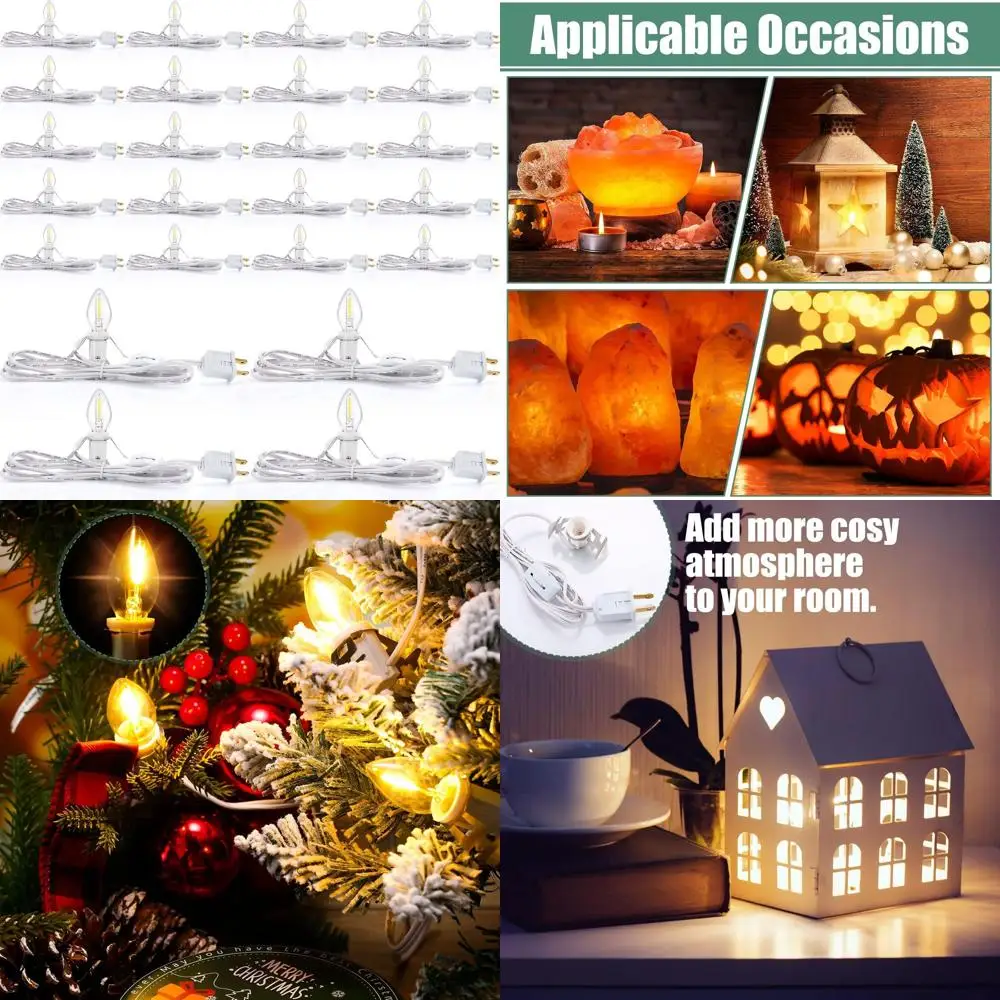 Set di cavi accessori per luce LED bianca calda da 6 piedi con 24 confezioni