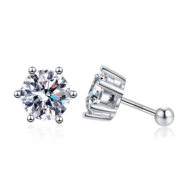 

0.2ct / 0.3ct / 0.5ct / 0.8ct / 1.0ct Customized D Color Female 925 Moissanite Stud Earrings Women