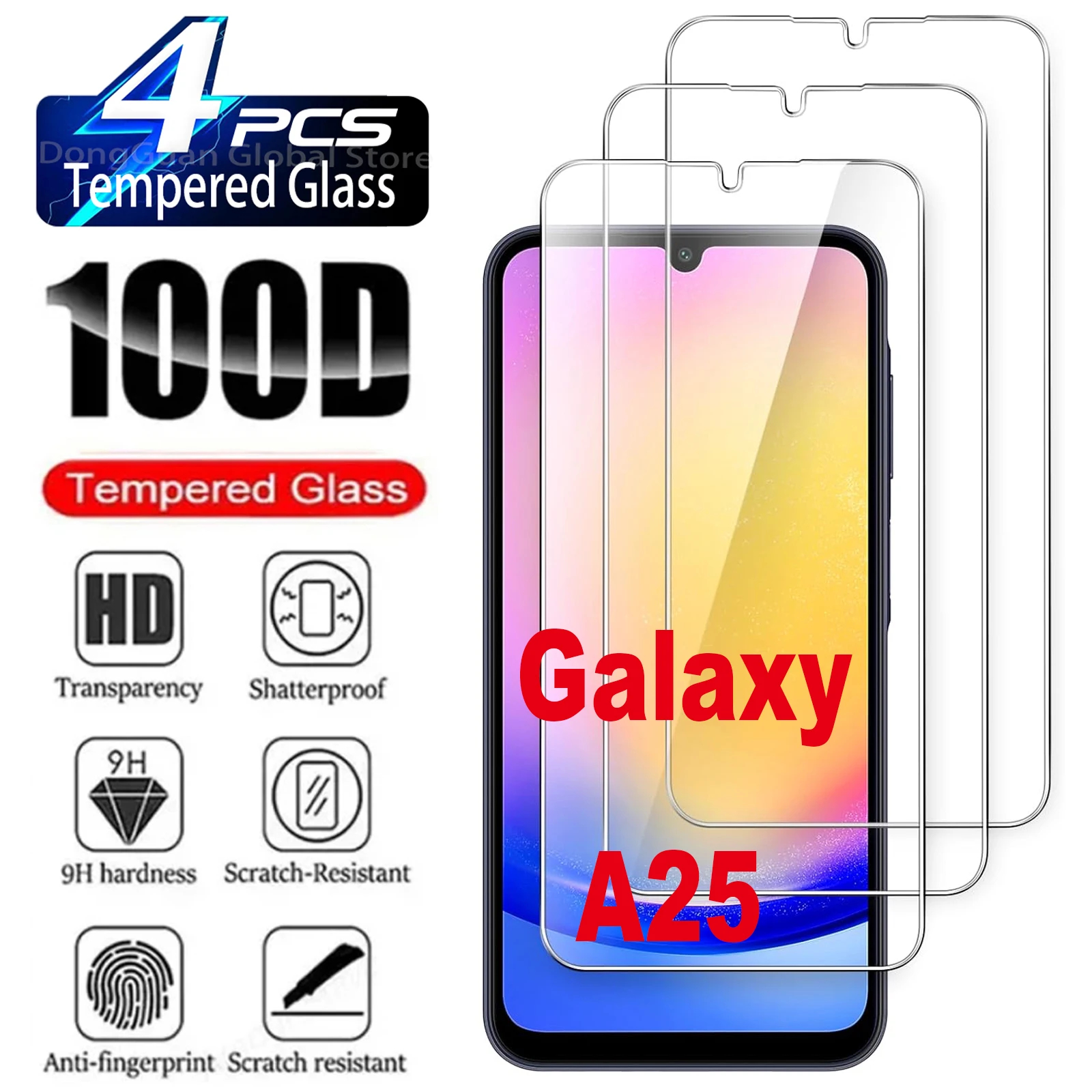 9H Tempered Glass For Samsung Galaxy A25 5G 2/4Pcs HD Screen Protector